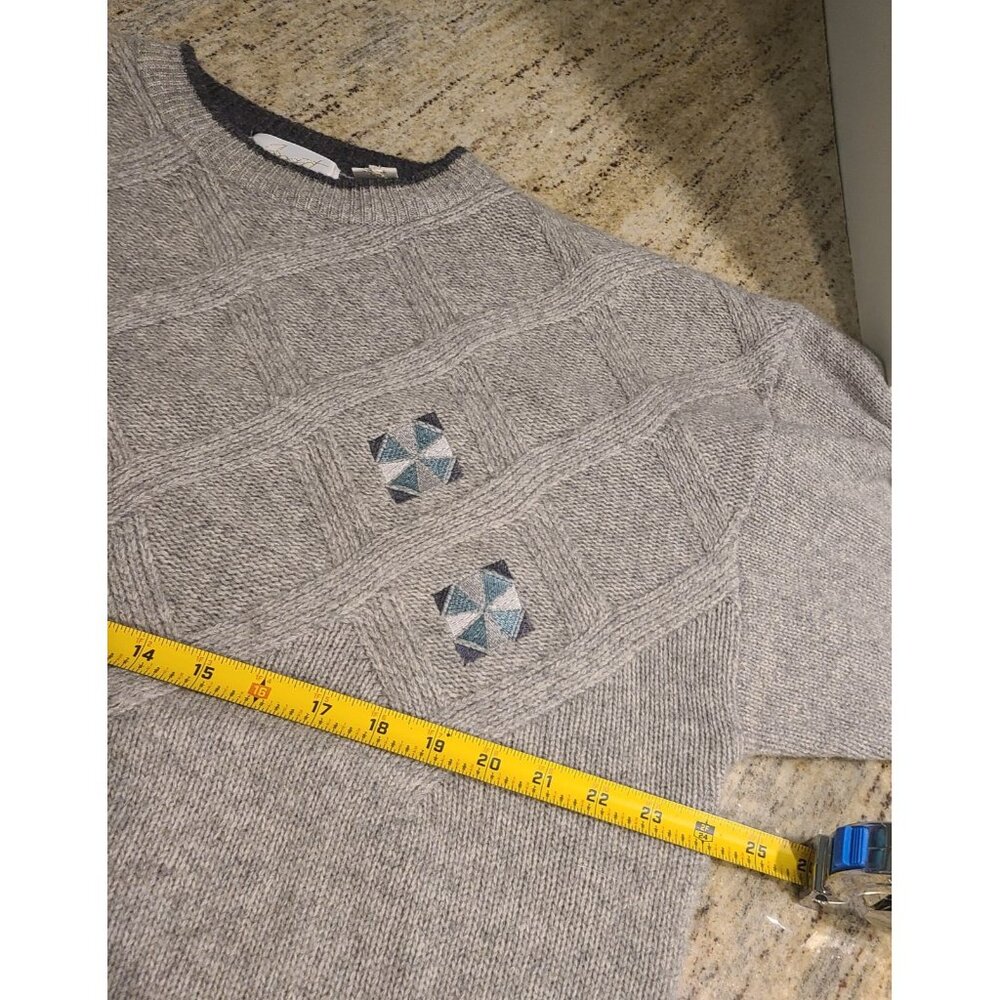Vtg APART Sweater Men’s L Propeller Blade Look Gray Base Lambs Wool Nylon Blend - Picture 3 of 16